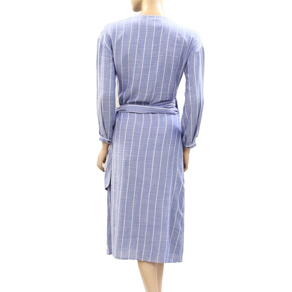 Sezane Blue Striped Midi Robe. Can also be worn as a dress. - Picture 7 of 8